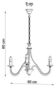 Lampadario a sospensione con catena MINERWA 3 3xE14/40W/230V nero
