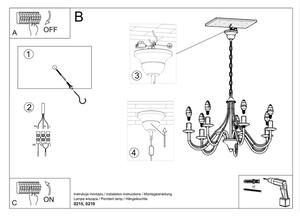 Lampadario a sospensione con catena MINERWA 7 7xE14/40W/230V nero