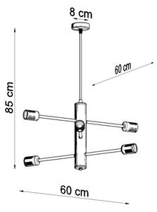 Lampadario a sospensione con filo DUOMO 6 6xE27/60W/230V nero
