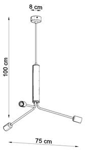 Lampadario a sospensione con filo DUOMO 3D 3xE27/60W/230V nero