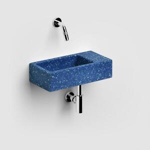 Lavabo a muro Clou Flush 3 Ecorazzo, dimensioni 36 x 18 cm, con piano di appoggio a destra, senza foro per il rubinetto