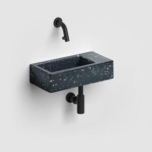 Lavabo a muro Clou Flush 3 Ecorazzo, dimensioni 36 x 18 cm, con piano di appoggio a destra, senza foro per il rubinetto