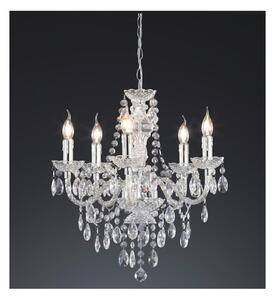 LUSTER LAMPADARIO A SOSPENSIONE 5 LUCI IN METALLO E ACRILICO TRASPARENTE D52