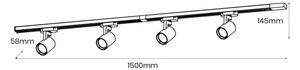 Faretto per sistema a binario VOLF 4xGU10/10W/230V nero