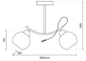 Lampadario a sospensione con supporto rigido CONNOR 2xE27/15W/230V cromo lucido/bianco