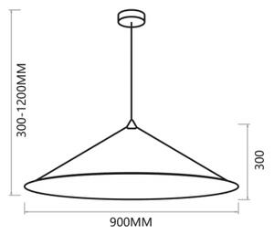 Lampadario a sospensione con filo FUJI 1xE27/60W/230V diametro 90 cm nero/oro