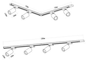 Faretto per sistema a binario PIPE 4xGU10/10W/230V nero