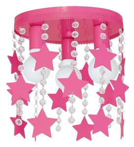 Plafoniera per bambini ELZA stelle 3xE27/60W/230V rosa scuro