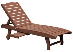 Outsunny Lettino da Giardino in Legno Reclinabile su 3 Livelli con Vassoio Estraibile, Lettino Prendisole con Ruote, 182x60x35cm | Aosom Italy