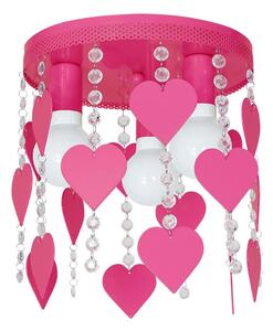 Plafoniera per bambini ELZA cuore 3xE27/60W/230V rosa scuro