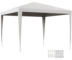 Outsunny Gazebo da Giardino 3x3 m Pieghevole e Portatile con Copertura Anti UV, Bianco