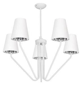 Lampadario a sospensione con supporto rigido VICTORIA 5xE27/60W/230V bianco