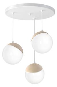 Lampadario a sospensione con filo SFERA WOOD 3xE14/40W/230V bianco