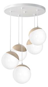 Lampadario a sospensione con filo SFERA WOOD 5xE14/40W/230V bianco