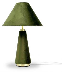Lampada da tavolo Relaxdays, paralume in velluto e base in metallo, E14, A x P: 47 x 30 cm, lampada da comodino con cavo, camera da letto, verde oliva/oro
