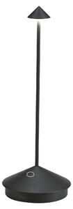 Lampada a led da tavolo Pina Pro Nero Opaco ricaricabile e dimmerabile senza fili Zafferano 2200-2700-3000K IP54 Batteria da 12h