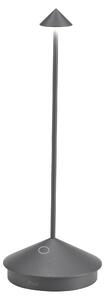 Lampada a led da tavolo Pina Pro Grigio Scuro ricaricabile e dimmerabile senza fili Zafferano 2200-2700-3000K IP54 Batteria da 12h