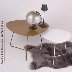 Tavolino da salotto forma ovoidale BIG STONE design moderno dimensioni 66x72x 49 h cm - peso 7,8 kg Stile moderno colore Oro Metallizzato