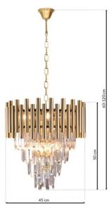Lampadario in cristallo su catena MADISON 9xE14/40W/230V oro