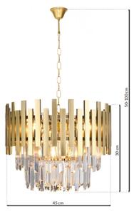 Lampadario di cristallo a sospensione con catena ASPEN GOLD 6xE14/40W/230V