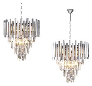 Lampadario di cristallo a sospensione con catena MADISON 9xE14/40W/230V cromo