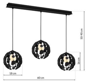 Lampadario su fune GAIA 3xE27/60W/230V nero/marrone