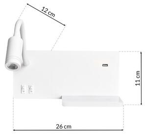Applique LED SHELF LED/4W+LED/5W+LED/2W/230V + porta USB bianca