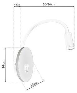 Lampada da parete flessibile con USB BASE LED/8W+LED/2W/230V bianco/argento