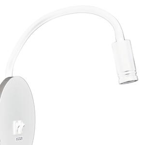 Lampada da parete flessibile con USB BASE LED/8W+LED/2W/230V bianco/argento