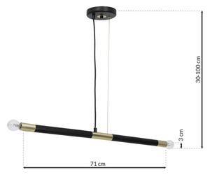 Lampadario a sospensione con filo BASTONE 2xE14/40W/230V nero/oro