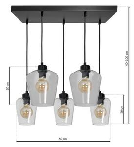Lampadario su fune SANTIAGO 5xE27/60W/230V limpido