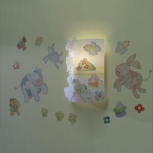 Applique Moderna Animal Farm Polilux ® Grafica Animali Fattoria 1 Luce E27