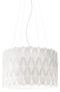Sospensione Moderna Amanda Polilux ® Bianco E Metallo Cromo 1 Luce E27 D50Cm