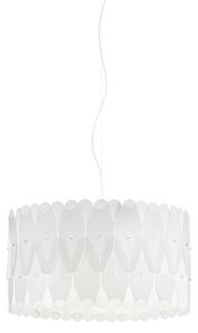 Sospensione Moderna Amanda Polilux ® Bianco E Metallo Cromo 1 Luce E27 D40Cm