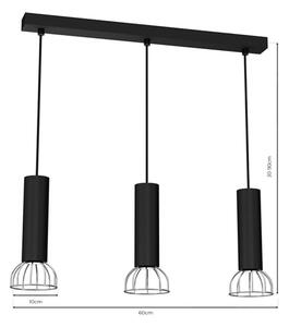 Lampadario su corda DANTE 3xGU10/25W/230V nero/cromo lucido