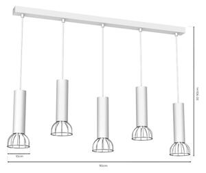 Lampadario su filo DANTE 5xGU10/25W/230V bianco/cromo luminoso