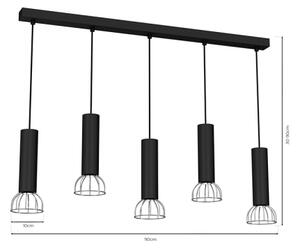Lampadario su filo DANTE 5xGU10/25W/230V nero/cromo luminoso