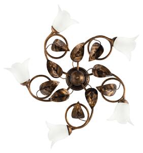 Plafoniera Arte Povera Limone 5 Luci Marrone e Bianco LuceArt Classic