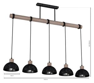 Lampadario a sospensione con filo ERIK 5xE27/60W/230V marrone/nero