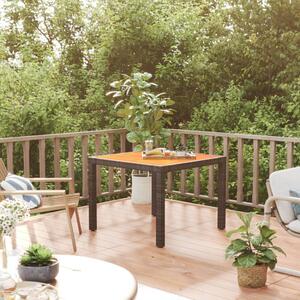 Tavolo da Giardino 90x90x75cm Polyrattan e Massello Acacia Nero