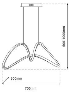 Lampadario LED a sospensione con filo TESORO LED/48W/230V cromo lucido