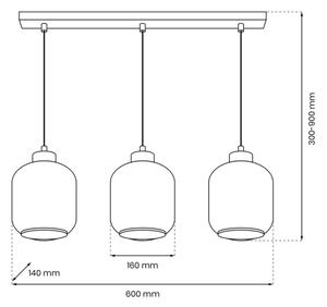 Lampadario a sospensione con filo SOMBRA 3xE27/60W/230V grigio