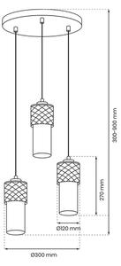 Lampadario a sospensione con filo GLAM 3xE27/60W/230V