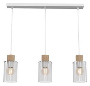 Lampadario a sospensione con filo MADERA 3xE27/60W/230V bianco/legno