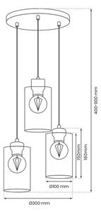 Lampadario a sospensione con filo MADERA 3xE27/60W/230V bianco/legno