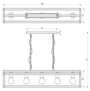 Lampadario a sospensione con catena ARNOLD 5xE27/60W/230V nero