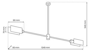 Lampadario a sospensione con supporto rigido ASTRA 2xE27/60W/230V nero