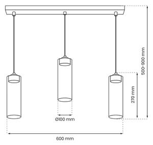 Lampadario a sospensione con filo CLARISSA 3xGX53/12W/230V nero
