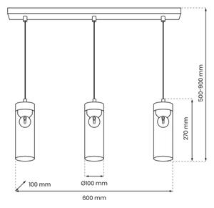 Lampadario a sospensione con filo ELICA 3xE27/60W/230V