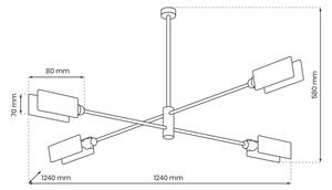 Lampadario a sospensione con supporto rigido ASTRA 4xE27/60W/230V nero